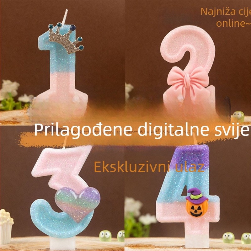 Prilagođena rođendanska svijeća s brojevima 0–9 i dizajnom plamenog efekta