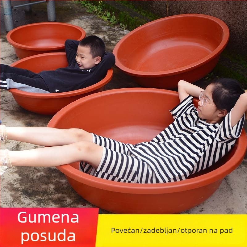Velika plastična posuda – crvena, s debelim dnom, za kućnu upotrebu – za odrasle i djecu