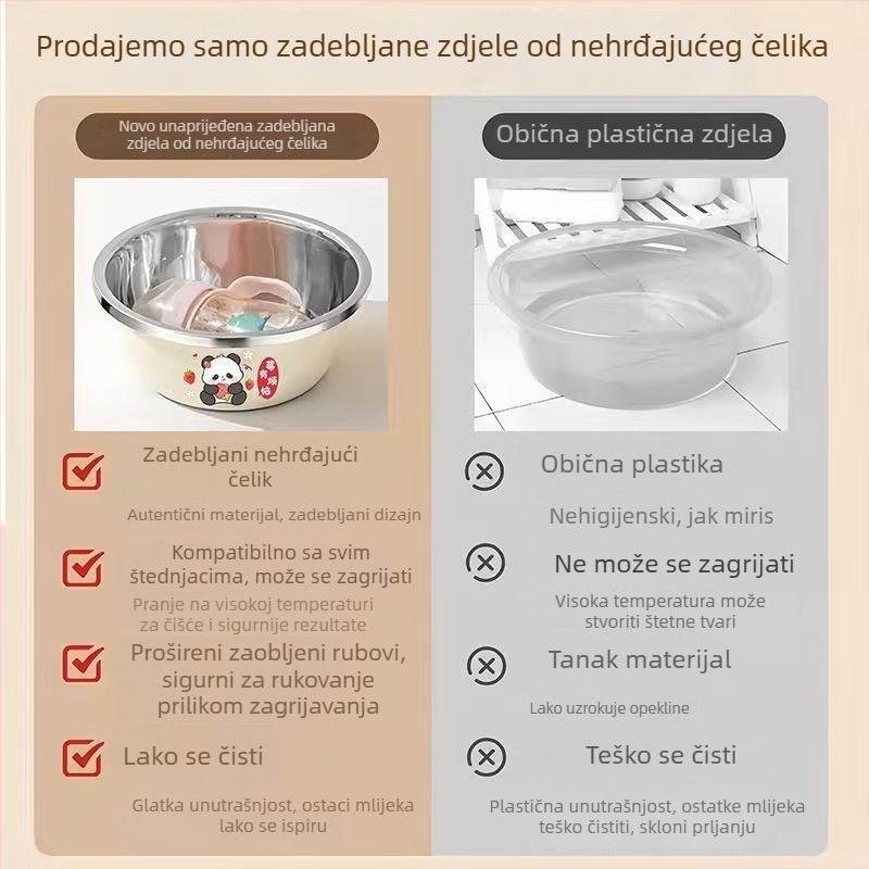 Nerđajući čelik kuhinjska zdjela za pranje bočica, velika kapaciteta, višenamjenska zdjela za zamiješanje tijesta i pranje povrća