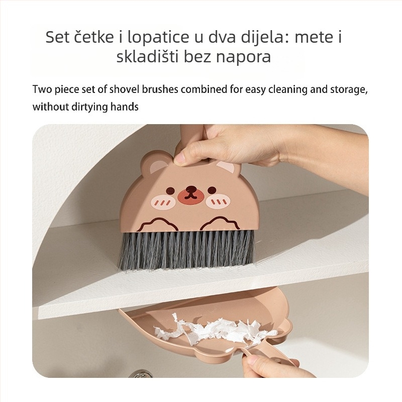 Mini set za čišćenje s metlicom i lopaticom za kavez kućnih ljubimaca – zecovi, činčile, hrčci, zlatni hrčci