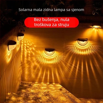 Polukružna solarna LED vanjska zidna svjetiljka za vrt, ogradu i stepenice sa senzorom