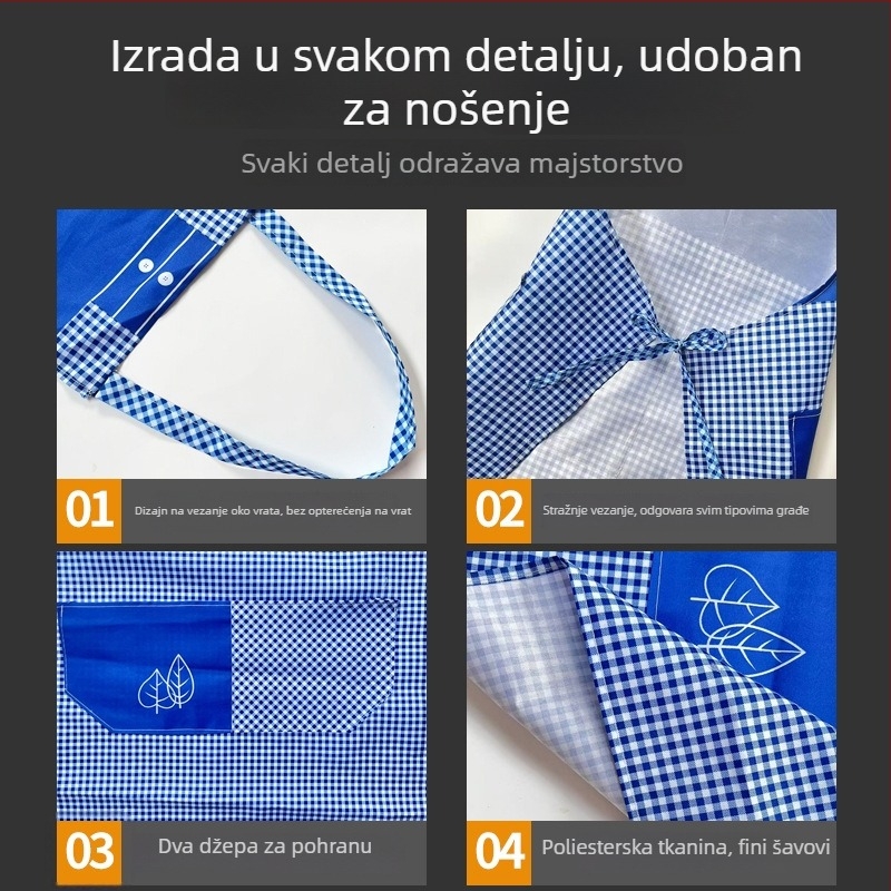 Poliesterska pregača bez rukava za odrasle, unisex, s otisnutim logom, crtani karirani dizajn, jedna veličina.