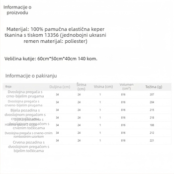 Pamukasta pregača crno-bijelih pruga, bez rukava, za kuhinju, pečenje i umjetničke radove