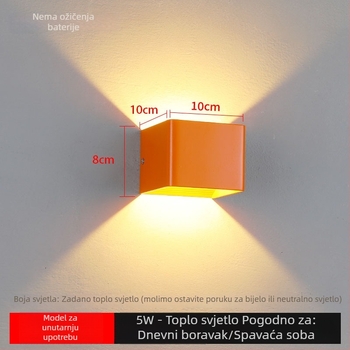 LED zidna svjetiljka s gore-dolje osvjetljenjem, kvadratna COB zidna lampa za stepenice, hodnik, hotel, uz krevet