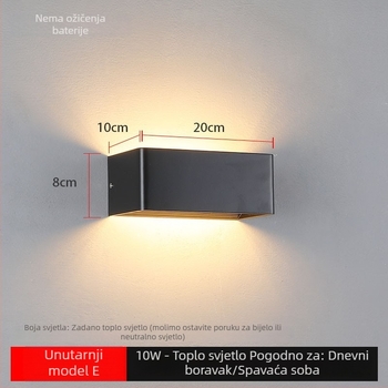LED zidna svjetiljka s gore-dolje osvjetljenjem, kvadratna COB zidna lampa za stepenice, hodnik, hotel, uz krevet
