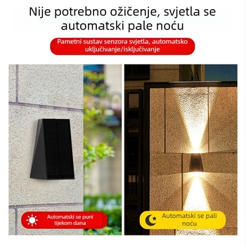 Solarna vanjska zidna svjetiljka, IP65, LED zidna rasvjeta za vrt i dvorište, osvjetljenje prema gore i dolje