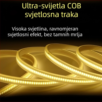 12W COB LED traka, vodootporna, 110–220V, osvjetljenje visokog napona za vanjsku reklamu i ugradnju na plafon
