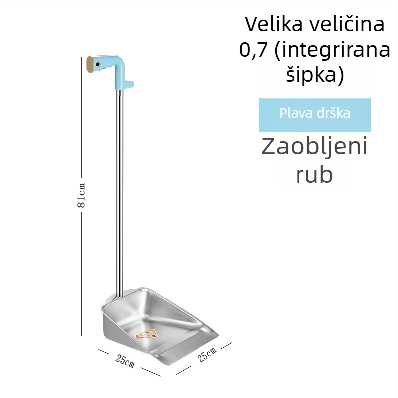 Lopatica za prašinu od nehrđajućeg čelika, jednojdijelni dizajn, 0,8 mm debljine, ne-magnetična, patentiran dizajn za kućnu upotrebu
