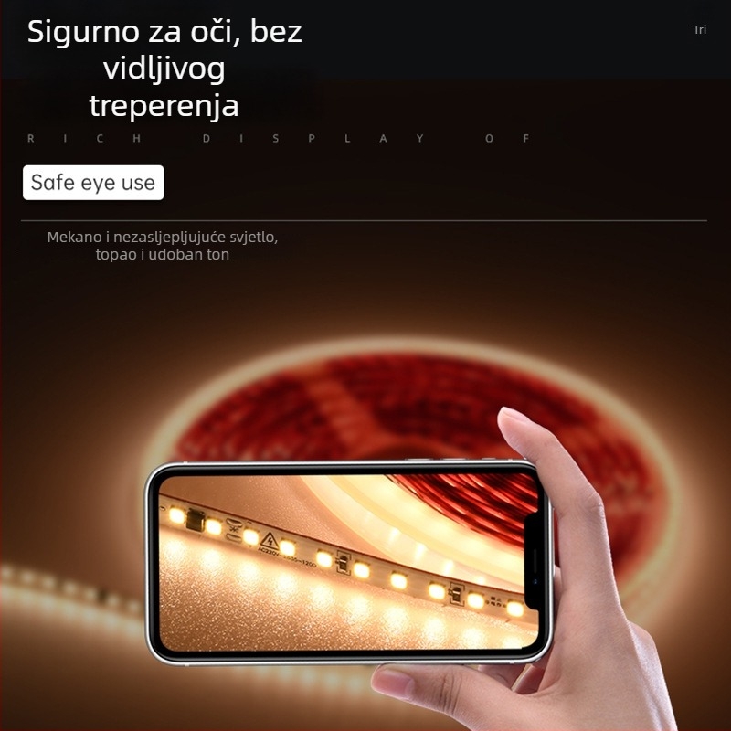 LED trak 220V, SMD 2835/3535, bez pretvarača, 10 cm, unutarnje osvjetljenje, može se rezati