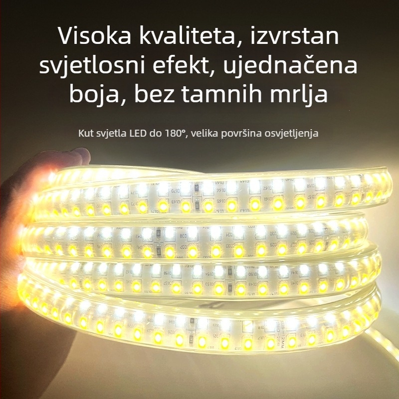 Trobojna LED traka, promjenjiva boja, regulacija svjetla, 220V, vodootporna, fleksibilna LED traka za dnevni boravak