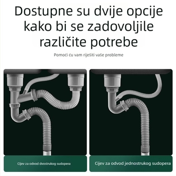 Izdržljiva cijev za preliv sudopera i fleksibilan odvodni crijevo za kuhinjski sudoper — spojnik za preljev