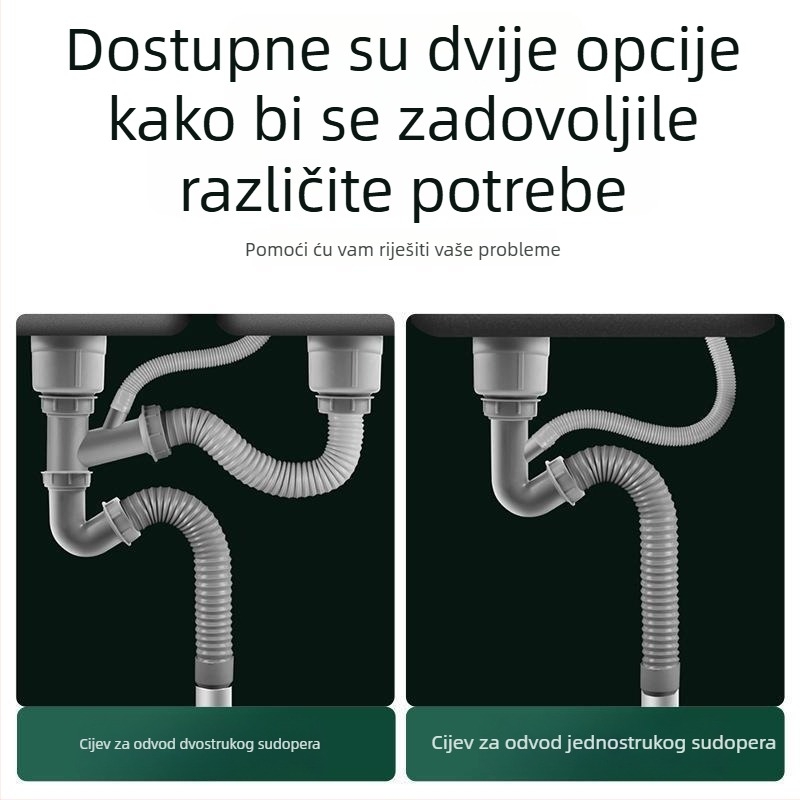 Izdržljiva cijev za preliv sudopera i fleksibilan odvodni crijevo za kuhinjski sudoper — spojnik za preljev