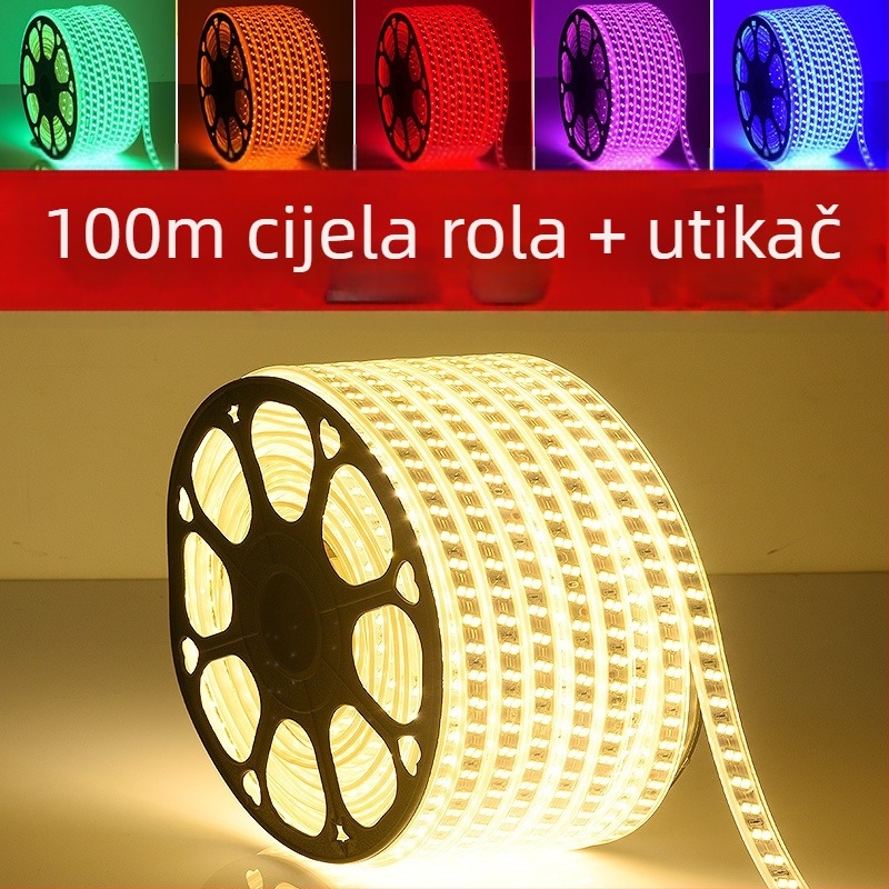 LED trak 220V, vodootporan za vanjsku upotrebu; pogodan za tunele i inženjerske projekte; niskonaponske verzije 36V/24V; ambijentalno rasvjetno osvjetljenje za dnevni boravak na plafonu.