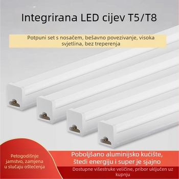 Integrirana LED cijev, T5 Ultra jaka dnevna svjetlost, duga T8 traka, kućni komplet s energetskim nosačem, 1,2 m
