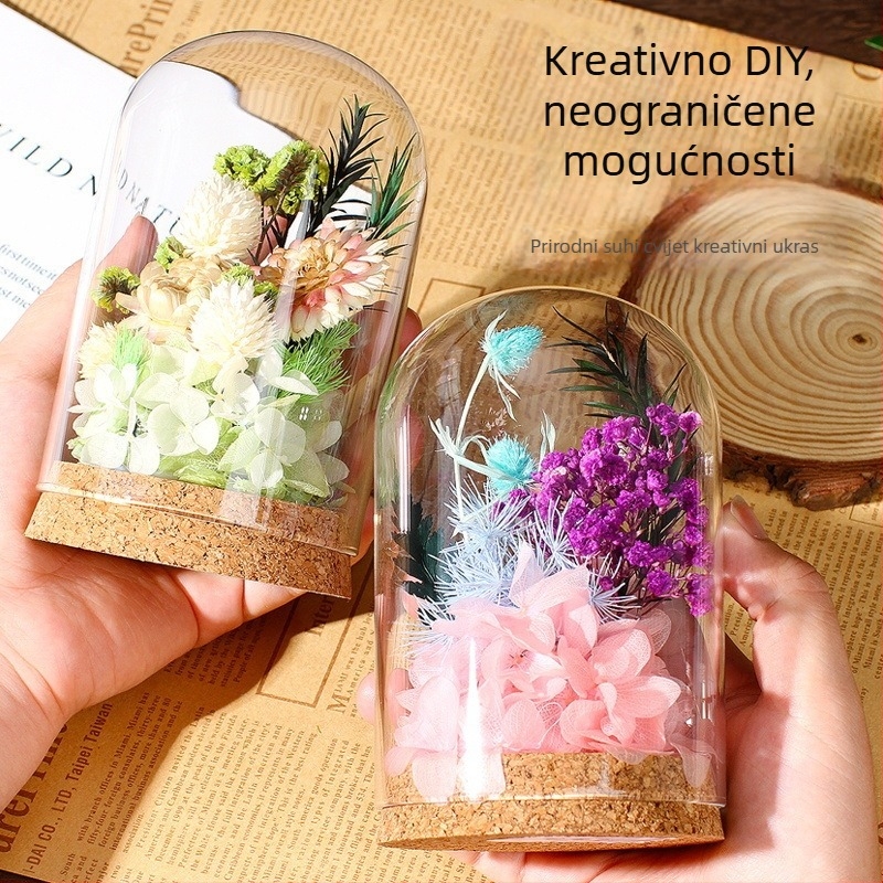 Majčin dan: ručno izrađeni stakleni kupolni ukras sa sušenim cvijećem – DIY paket materijala, dar za teambuilding