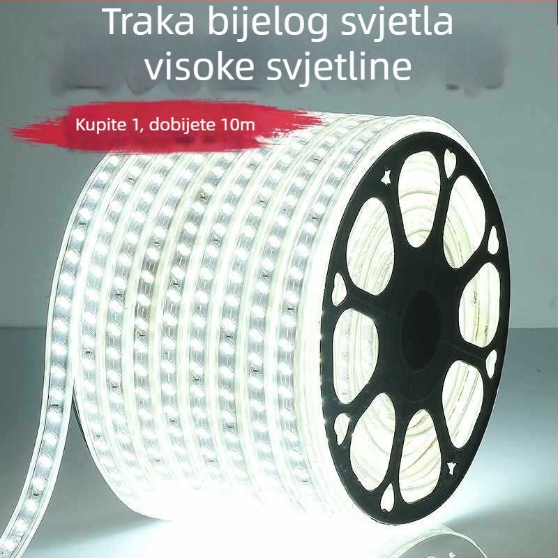 Vodootporna vanjska LED traka s bijelim svjetlom za vanjske zidove, gradilišta i tuneli, 220V