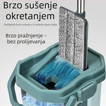 Veliki 38 cm plosnati mop s integriranom kantom za kućnu upotrebu — suho i mokro čišćenje