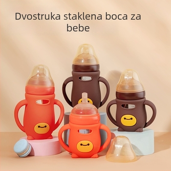 Nova staklena bočica za bebe s držačem i zaštitnim poklopcem