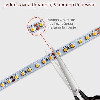 LED traka s golom pločom 2835, visoka svjetlost, 12V/220V, samopristajući aluminijski kanal za unutarnje osvjetljenje