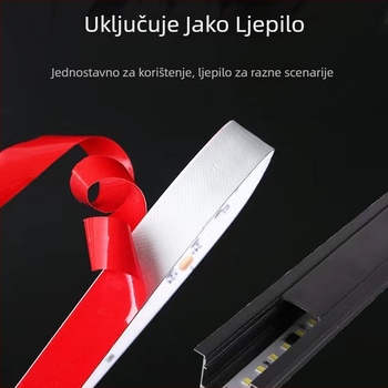 LED traka s golom pločom 2835, visoka svjetlost, 12V/220V, samopristajući aluminijski kanal za unutarnje osvjetljenje