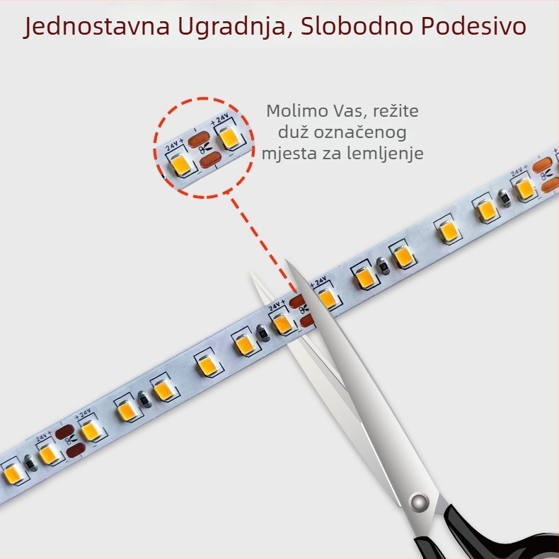 LED traka s golom pločom 2835, visoka svjetlost, 12V/220V, samopristajući aluminijski kanal za unutarnje osvjetljenje