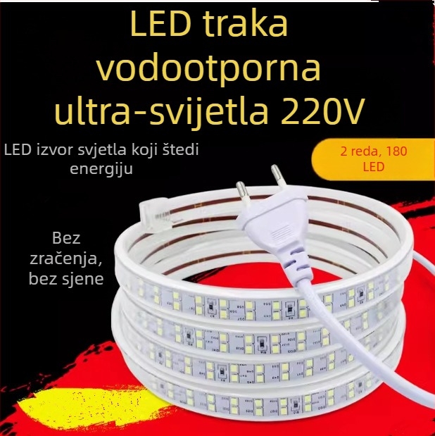 Vanjska vodootporna LED traka 220V, samoljepljiva, dekorativna linija za strop, dnevni boravak