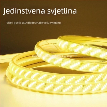 LED fleksibilna svjetlosna traka, 220V, vodootporna, topla bijela, dekoracija za strop i vanjsku upotrebu
