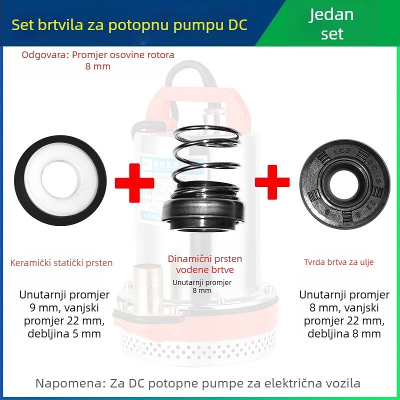 Set brtvila za DC potopnu pumpu s keramičkim brtvama za elektromotore vozila, 12V/48V/60V