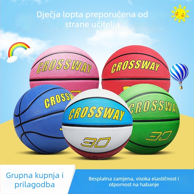 Crossway dječja gumena košarkaška lopta, plava, trening lopta za vrtić i osnovnu školu, veličina 45