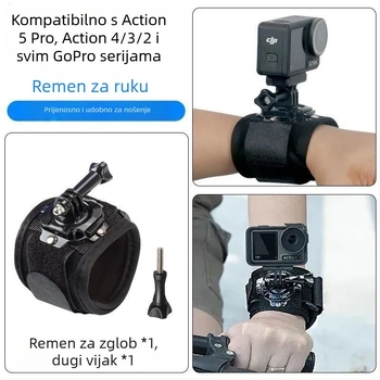 Univerzalni komplet za montiranje GoPro / DJI Action 5Pro/4/3/2: pojas za prsa, za glavu, za ruku, klip za torbu i držač kamere