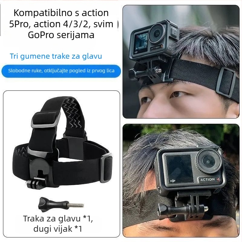 Univerzalni komplet za montiranje GoPro / DJI Action 5Pro/4/3/2: pojas za prsa, za glavu, za ruku, klip za torbu i držač kamere