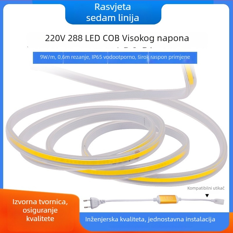 COB LED trak 220V, visok napon, za unutarnje osvjetljenje, bez adaptera