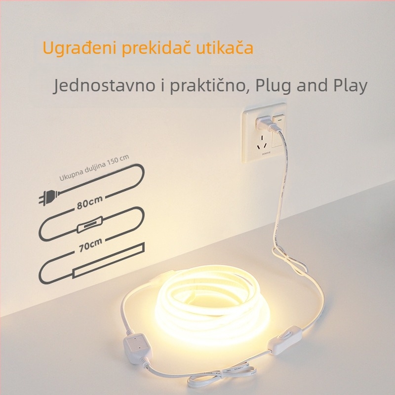 LED traka sa prekidačem, 220V, 5 m; za noćni ormarić, dnevnu sobu i TV ormar; vodootporna LED traka za vanjsku reklamu; CE certifikat