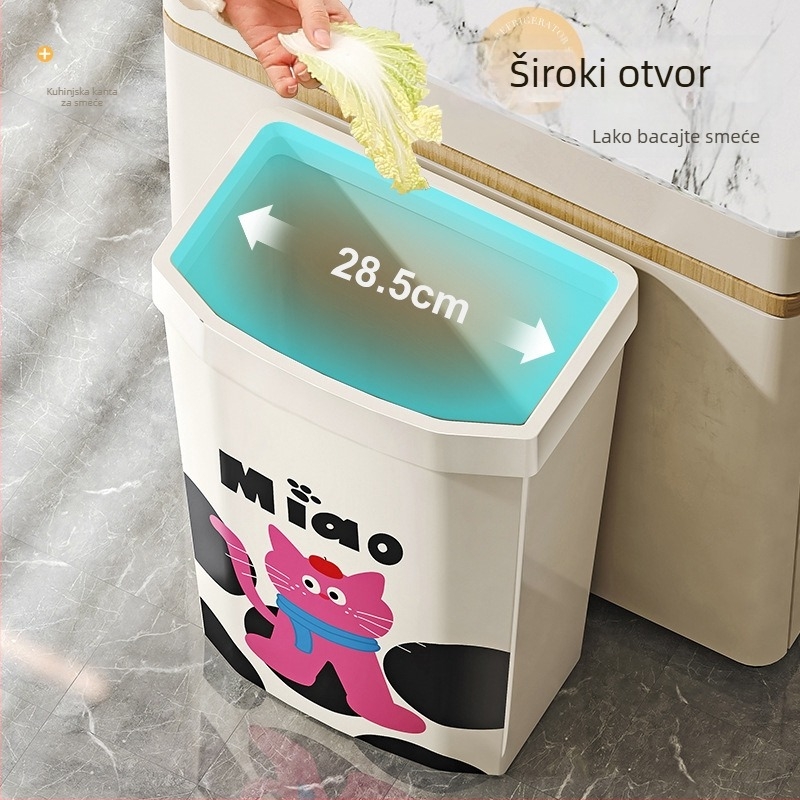 Kuhinjski kanta za otpad za kućnu upotrebu, visokog kapaciteta, kvadratnog dizajna, jednostavan za korištenje bez saginjanja, pogodna za dnevni boravak i vanjske prostore, spremnik za odlaganje otpada