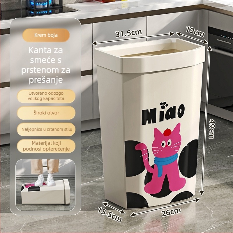 Kuhinjski kanta za otpad za kućnu upotrebu, visokog kapaciteta, kvadratnog dizajna, jednostavan za korištenje bez saginjanja, pogodna za dnevni boravak i vanjske prostore, spremnik za odlaganje otpada