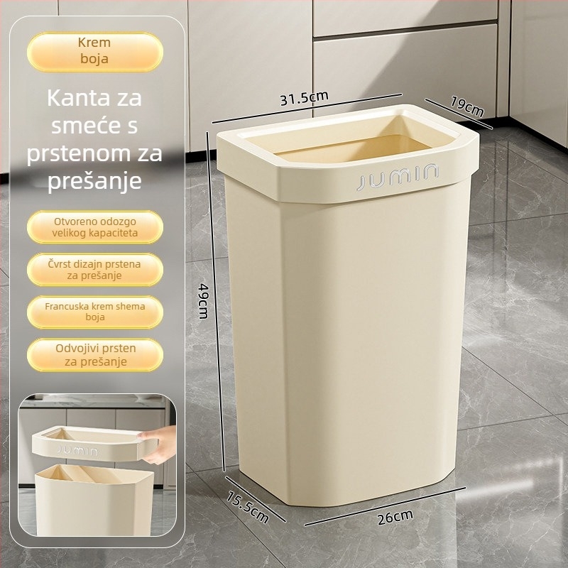 Kuhinjski kanta za otpad za kućnu upotrebu, visokog kapaciteta, kvadratnog dizajna, jednostavan za korištenje bez saginjanja, pogodna za dnevni boravak i vanjske prostore, spremnik za odlaganje otpada