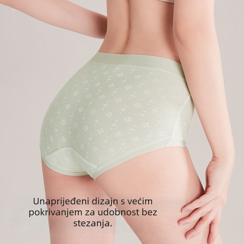 Jacquard pamukaste ženske gaćice, prozračne, s mašnicom, visoka elastičnost, produženi dio prepona, srednji struk, jednobojne