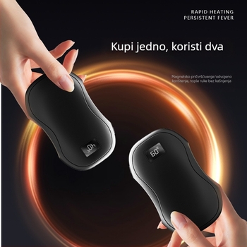 Magnetski odvojivi dvodjelni grijač za ruke s mini digitalnim zaslonom, USB punjenje, ugrađena baterija 4000–6000 mAh