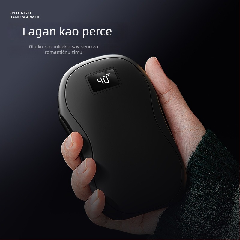 Magnetski odvojivi dvodjelni grijač za ruke s mini digitalnim zaslonom, USB punjenje, ugrađena baterija 4000–6000 mAh