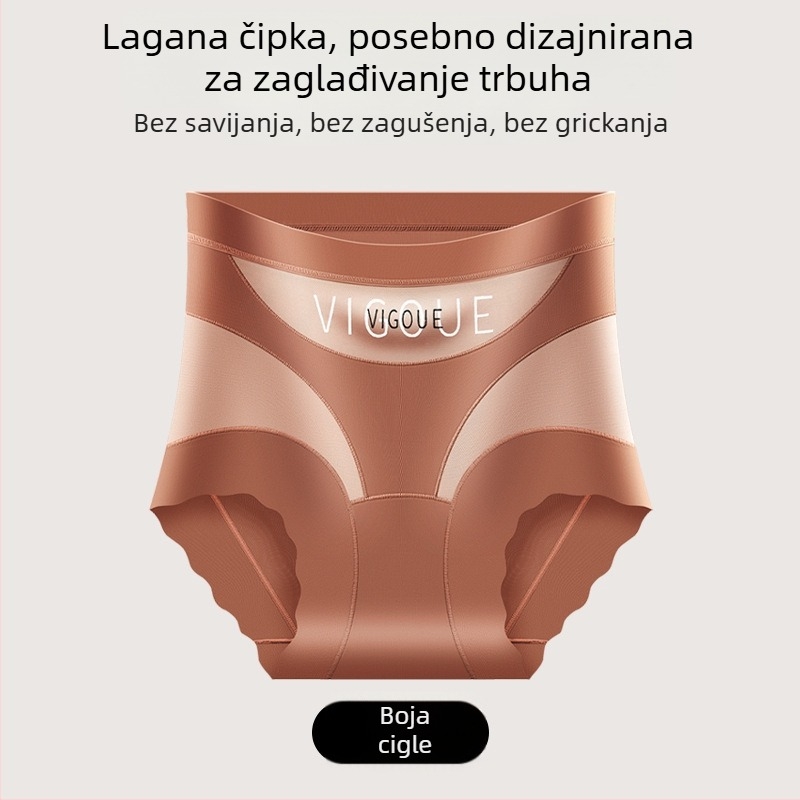 Ženske gaćice s visokim strukom za kontrolu trbuha, prozračna najlonska mreža, antibakterijski shapewear, plus veličina