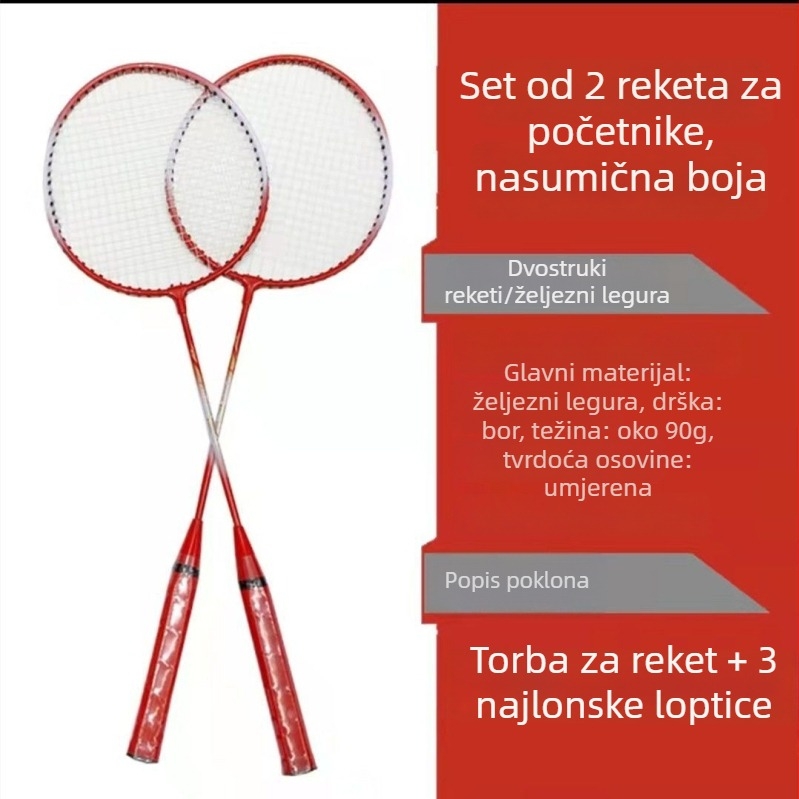Ultra lagane badminton rekete za odrasle i djecu, početnike — 2 komada, izdržljive i elastične