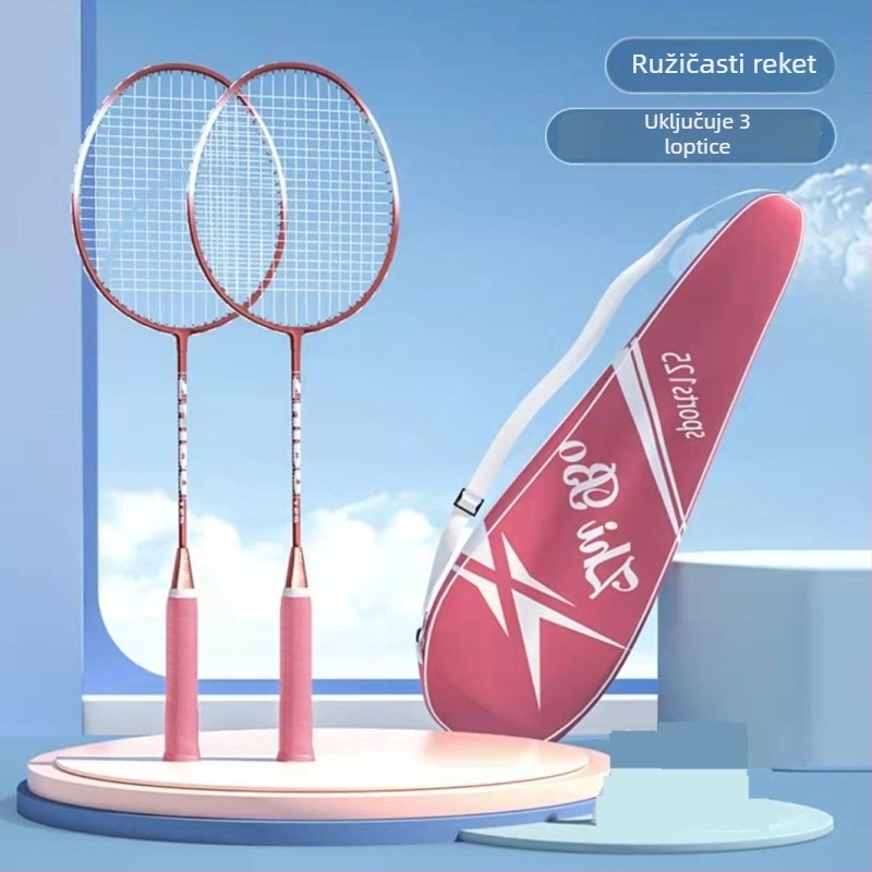 Ultra lagane badminton rekete za odrasle i djecu, početnike — 2 komada, izdržljive i elastične