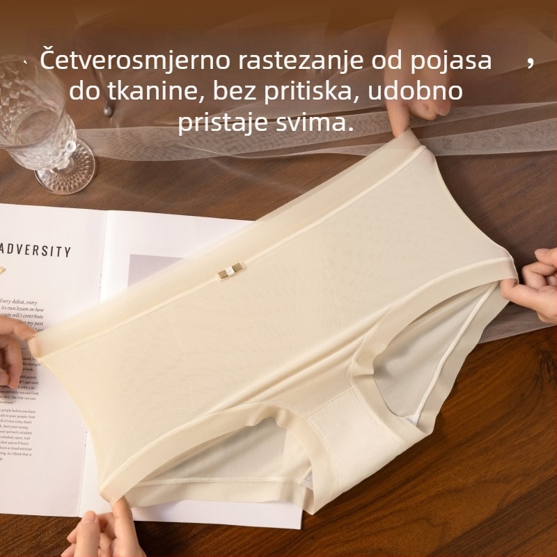 Plus veličina ženske gaćice sa srednjim pojasom, od ice silk materijala, lagane, prozračene, udobne, model 9500