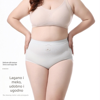 Plus-size ženske gaćice s visokim strukom, udobne i antibakterijske, potpuno pokriveno, koži prijateljni najlon s podstavom od mulberry svile