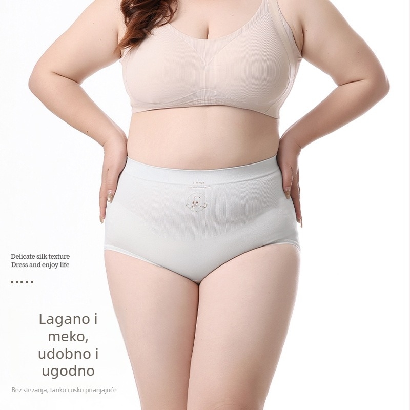 Plus-size ženske gaćice s visokim strukom, udobne i antibakterijske, potpuno pokriveno, koži prijateljni najlon s podstavom od mulberry svile