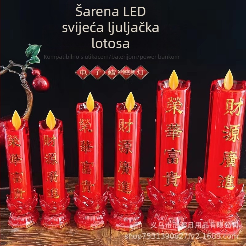 Crvena LED električna svijeća s realističnim plamenom, modeli 8081B/8082B/8083B