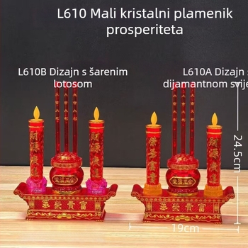 Zhenye L610/L612 Kristalna lampa sreće s ljuljačim plamenom, električna svijeća i lotosni kadilnik za dom
