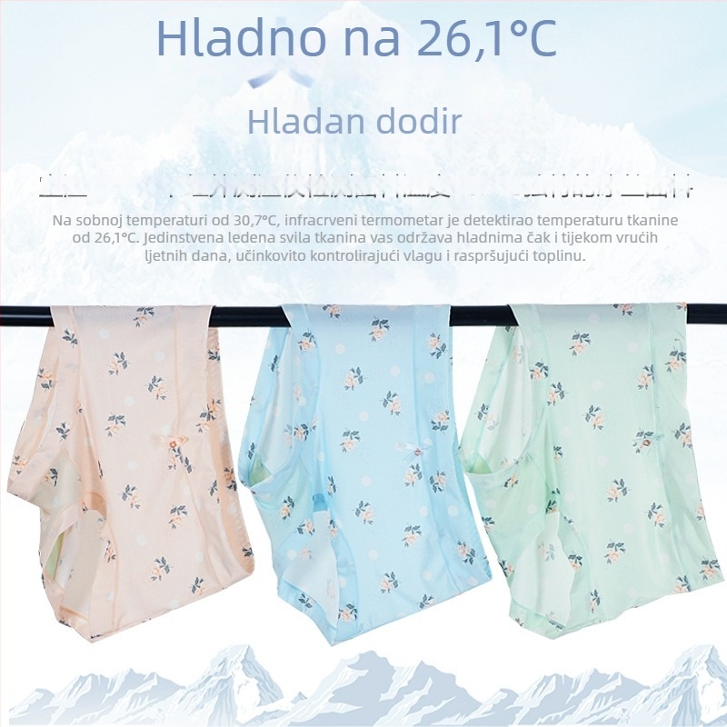 Antibakterijske ženske gaćice visokog struka od Ice Silk materijala, prozračne, s mašnicom i cvjetnim uzorkom