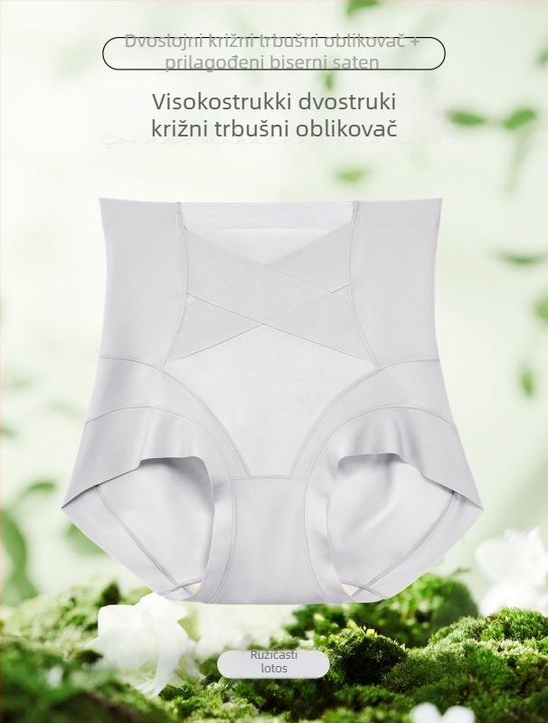 Damske gaćice visokog struka od ice silka za kontrolu trbuha, križno oblikovanje, prozračan materijal, model ZS8523