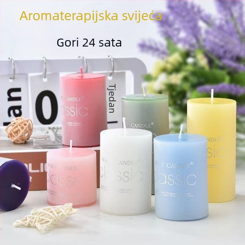 Šarena cilindrična aromaterapijska svijeća za kućnu upotrebu i nužne situacije, bez dima, pogodna za dekoracije rođendana, vjenčanja, crkve ili hotela.